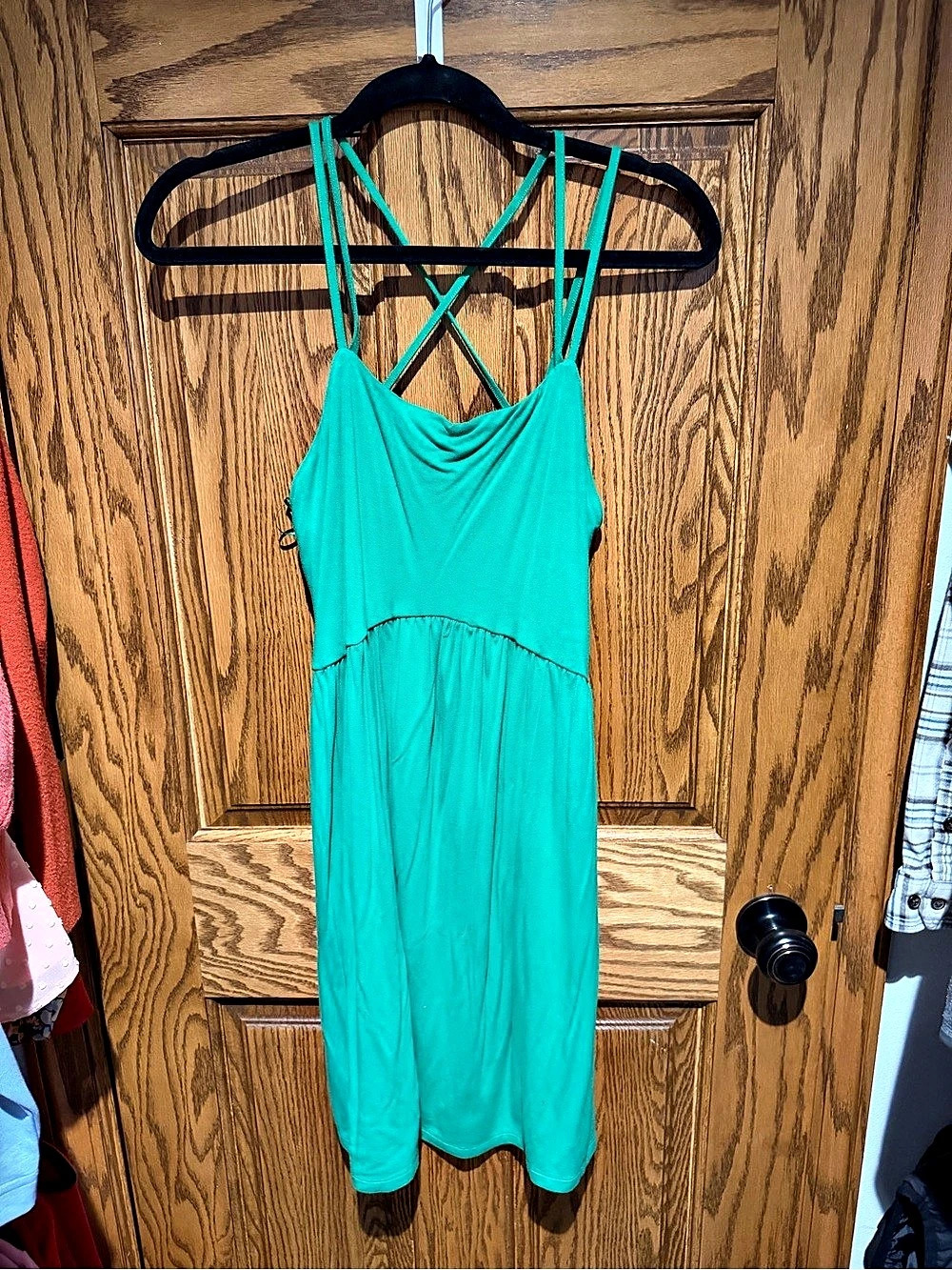 Old Navy Fit & Flare Cross-Back Mini Cami Dress Green Small